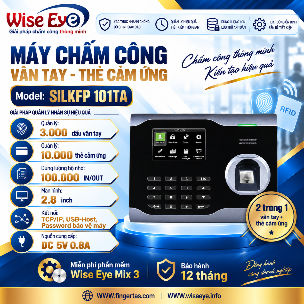 Máy chấm công vân tay SILKFP 101TA Máy chấm công vân tay SILKFP 101TA